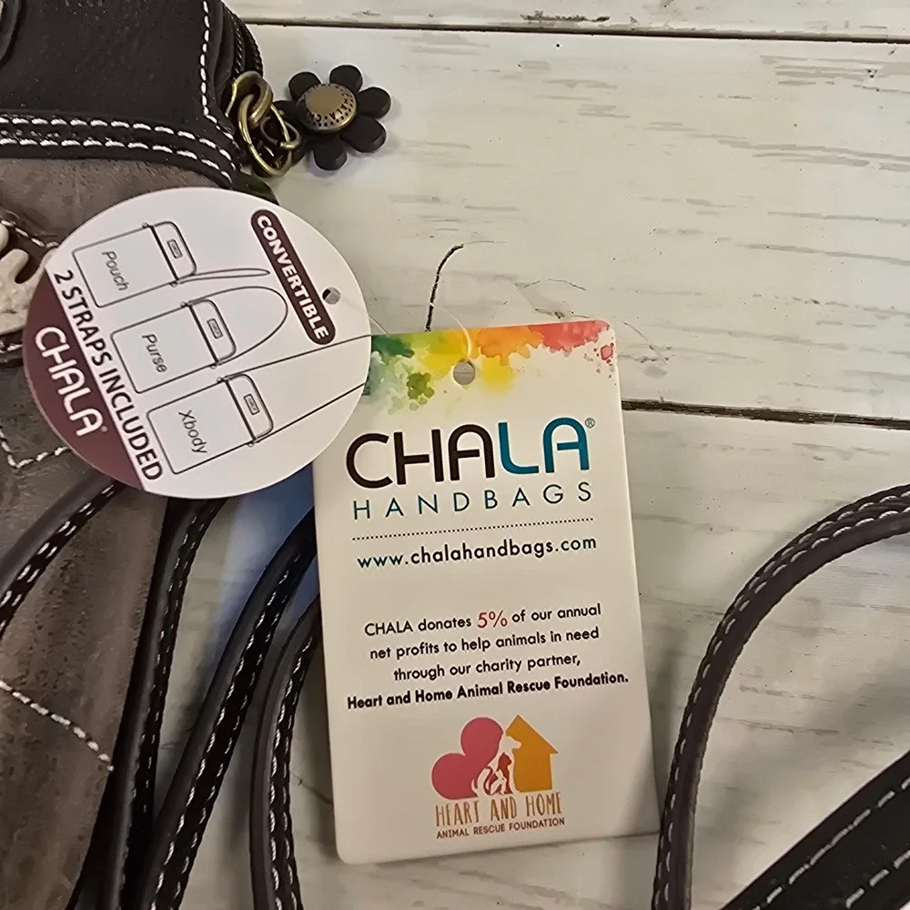 NWT Chala Moose Cell Phone Crossbody Purse Stone Gray Vegan Leather Bag